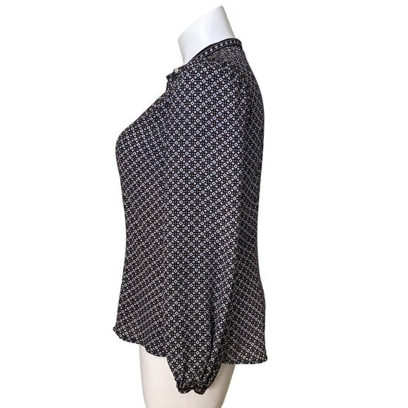 Max Studio Geometric Print Blouse Button Front Balloon Sleeves, Women's Size L - Picture 6 of 9